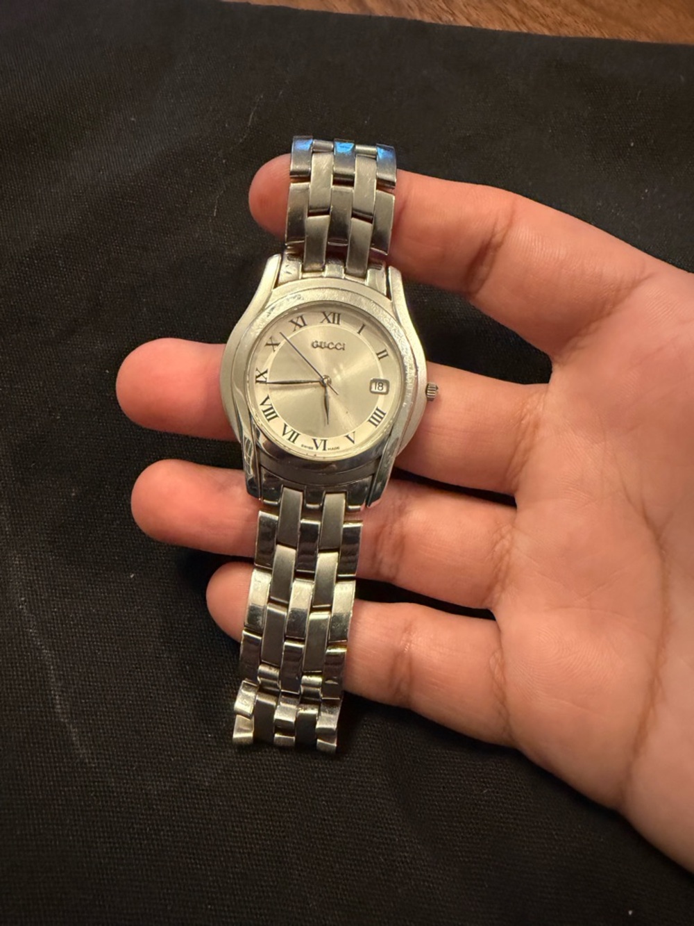 Gucci Silver Stainless Steel Roman Numeral Bracelet Watch
